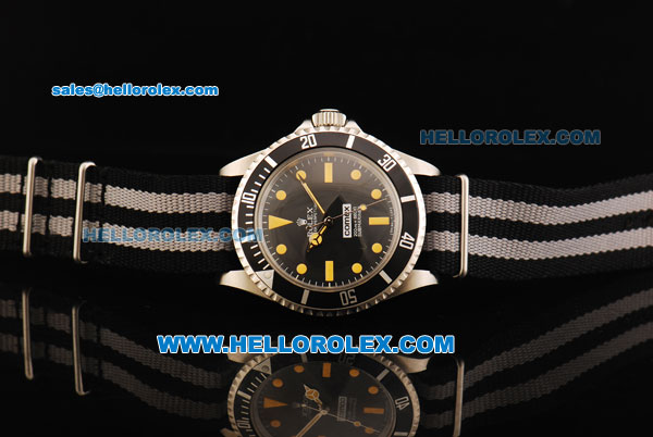 Rolex Submariner Comex Automatic Movement Steel Case with Black Dial and Two Tone Nylon Strap - Click Image to Close